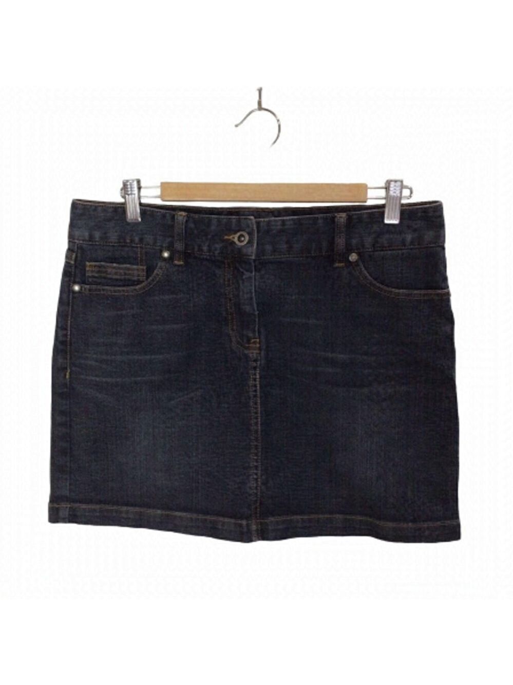 TOMMY Hilfiger mini skirt size 8 dark blue denim flattering medium rise casual ā¦
